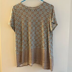 Patterned Blue and Brown Women's Top J.jill